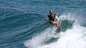 Alana Blanchard surfing snapper rocks