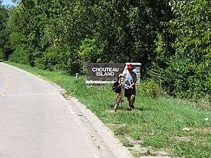 Bicyclist on Chouteau Island