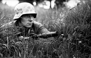 Bundesarchiv Bild 101I-584-2159-20, Frankreich, Soldat mit Gewehr in Stellung