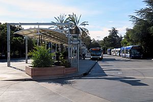 Bus plaza at Palo Alto station, July 2018