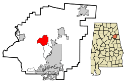 Location in Calhoun County and the state of Alabama