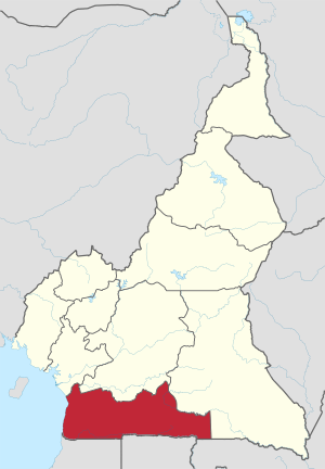 Location of South Region within Cameroon