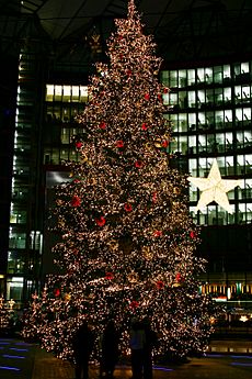 Christmas tree on the Potsdamer Platz (Sony Center) in Berlin, Germany
