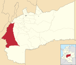 Location of the municipality and town of La Uribe in the Meta Department of Colombia.