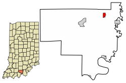 Location of Marengo in Crawford County, Indiana.