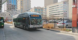 Dayton "NexGen" trolleybus passing through WSP on route 8 in 2016.jpg