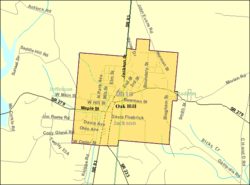 Detailed map of Oak Hill