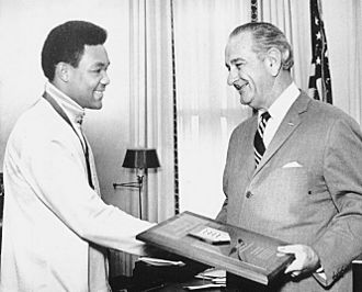 George Foreman and Lyndon Johnson 1968