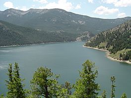 photograph of lake and mountains