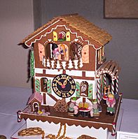 Gingerbread house with clock