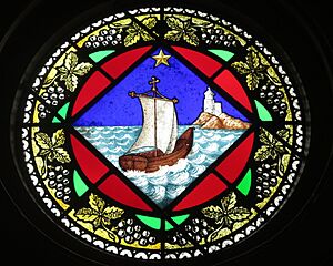 Holy Trinity Catholic Church (Trinity, Indiana) - stained glass, Barque of Peter