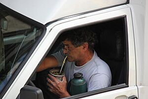 Man in Buenos Aires drinking mate