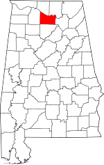 Map of Alabama highlighting Morgan County