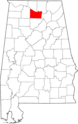 Map of Alabama highlighting Morgan County