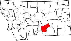 Map of Montana highlighting Yellowstone County