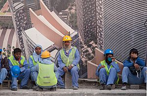 Migrant workers in West Bay Doha
