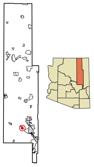 Location of Pinedale in Navajo County, Arizona.