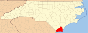 North Carolina Map Highlighting Brunswick County