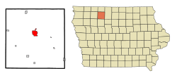 Location of Emmetsburg, Iowa