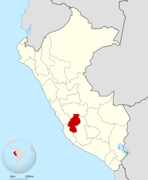 Location of the Department of Huancavelica in Peru