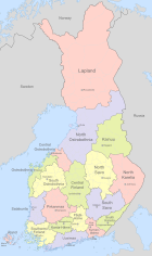 Regions of Finland labelled EN