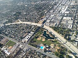 Reseda Blvd. crosses the Los Angeles River in Reseda, Los Angeles, California
