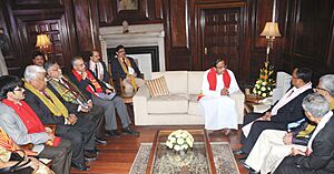 The Union Home Minister, Shri P. Chidambaram meeting with the ULFA Leaders, in New Delhi on February 10, 2011