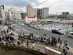 The vicinity of Kintetsu Yamato-Saidaiji station northern entrance on 8th July 2022