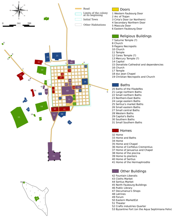 Timgad archaeological sites map-en