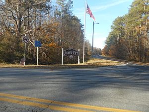 Welcome sign at VA 139 and Henry Road in Jarratt.