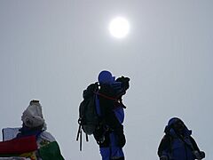 VVescovo on Everest Summit with Kami Rita Sherpa Sunrise