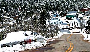 View of Ward, Colorado from below along Lefthand Canyon Road