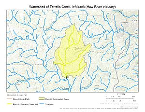 Watershed of Terrells Creek, left bank (Haw River tributary)