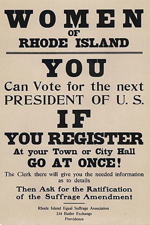 "Women of Rhode Island You Can Vote for the Next President" 1917 broadside