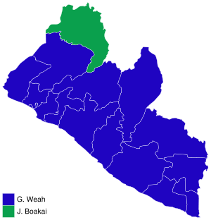 2017 Liberian presidential election map by county (2nd round).svg