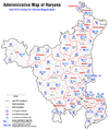 Administrative map of Haryana with RTO codes for vehicle registration
