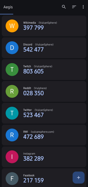 Aegis Authenticator 3.2 screenshot