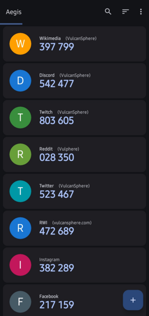Aegis Authenticator 3.2 screenshot