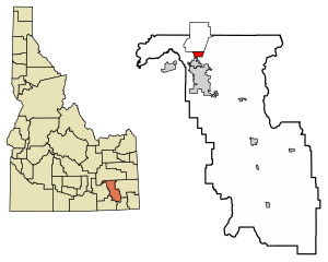Location of Tyhee in Bannock County, Idaho.