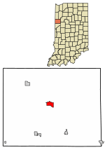Location of Fowler in Benton County, Indiana.