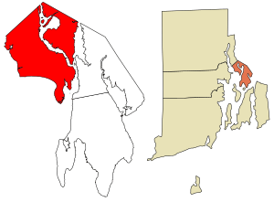 Location in Bristol County and the state of Rhode Island.