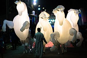 Chevaux d'air et de lumière, grande parade du carnaval, Kourou, Guyane Française