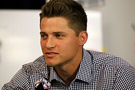 Corey Seager answers a question during the T-Mobile -HRDerby press conference. (28215398950).jpg