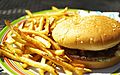 Crown Burger Plus hamburger and fries