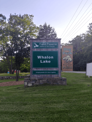 Elly Whalon lake main entrance sign 2