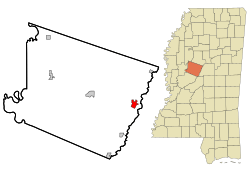 Location of Durant, Mississippi