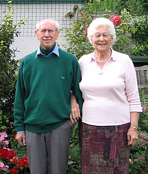 Keith Lawrence and his wife Kay on their Diamond Wedding in 2005