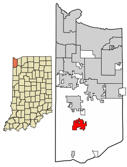 Location of Lowell in Lake County, Indiana.