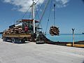 Loading copra at Betio port, Kiribati