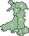Map Cymru gyda rhifau